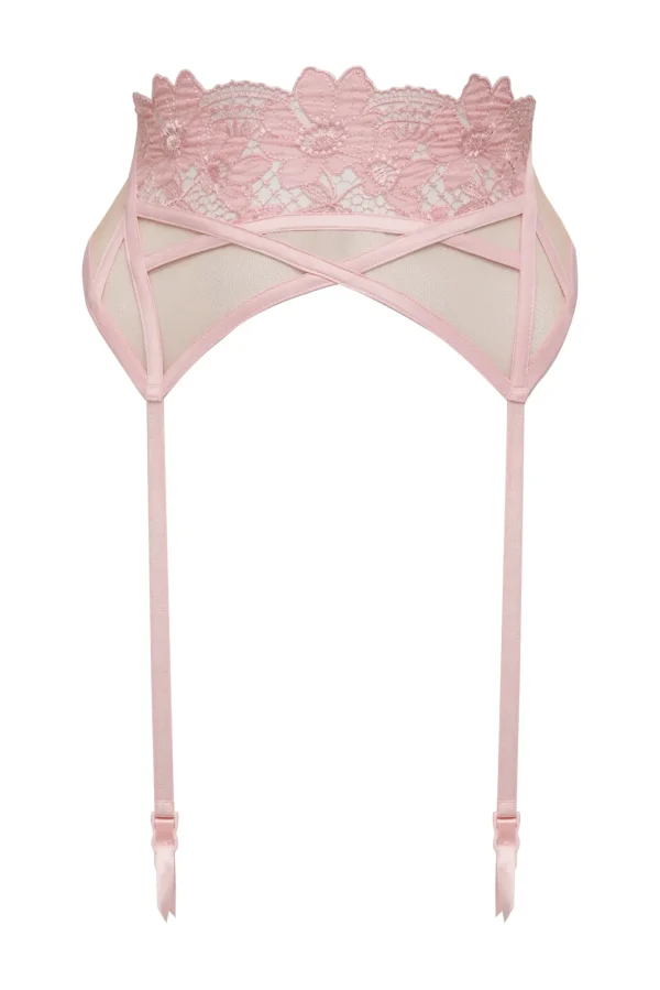 Outlet For Love & Lemons Aimee Floral Garter Belt Pink