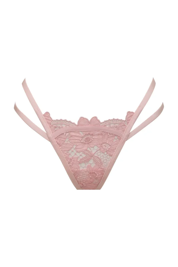 Clearance For Love & Lemons Aimee Floral Thong Panty Pink