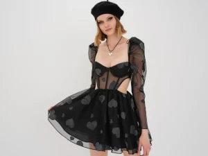 Clearance For Love & Lemons Alexandra Long Sleeve Mini Dress Black