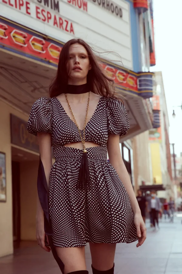 Store For Love & Lemons Anya Puff Sleeve Mini Dress Black