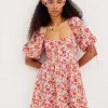 Cheap For Love & Lemons Auden Puff Sleeve Mini Dress Red