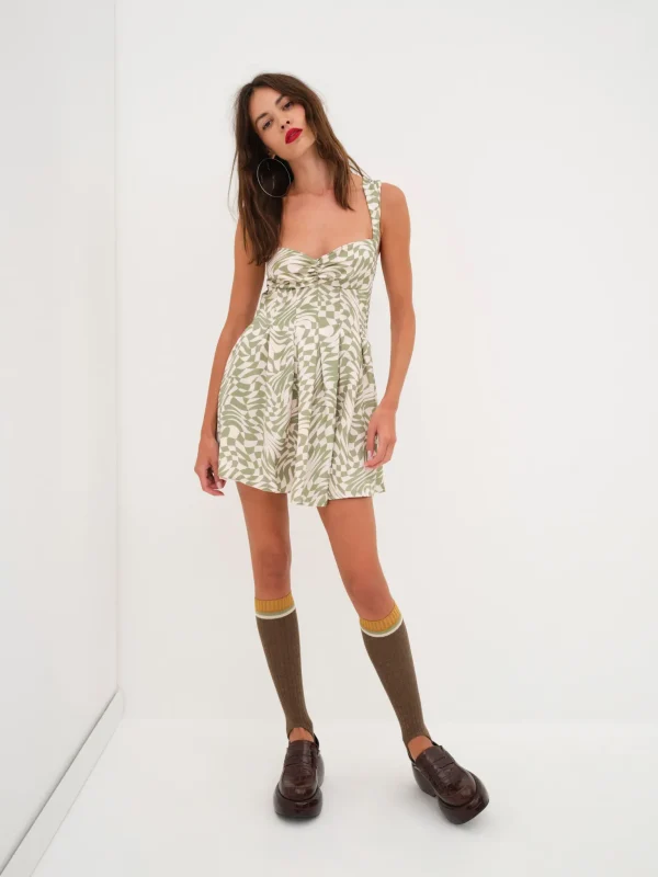 Flash Sale For Love & Lemons August Mini Dress Green