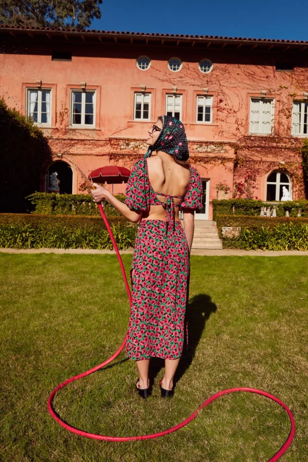 Store For Love & Lemons Barolo Midi Skirt Red