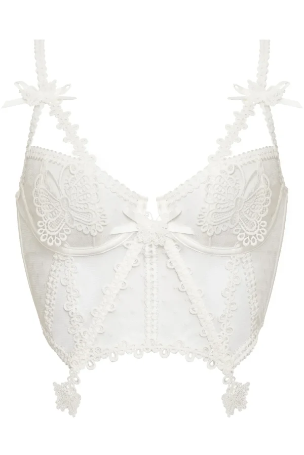 Hot For Love & Lemons Beaming Butterfly Applique Bustier White