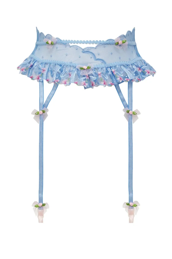 Hot For Love & Lemons Bell Bow Garter Belt Blue