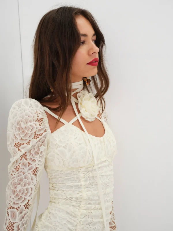 Store For Love & Lemons Belladonna Mini Dress Beige
