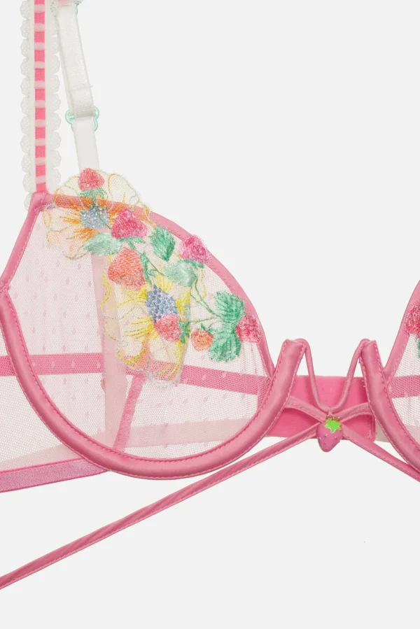 Cheap For Love & Lemons Berry Patch Underwire Bra Pink