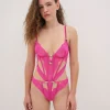 Cheap For Love & Lemons Butterfly Lace Teddy Pink
