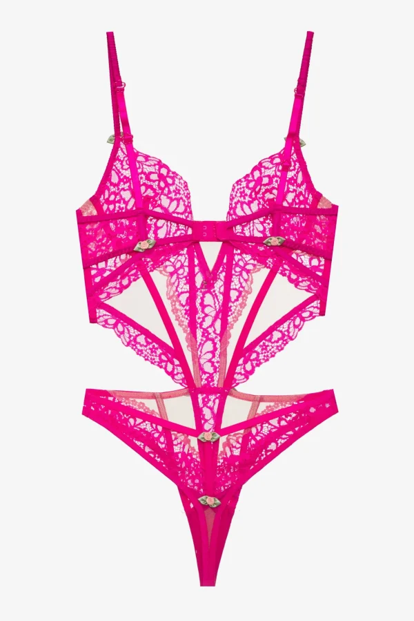 Cheap For Love & Lemons Butterfly Lace Teddy Pink
