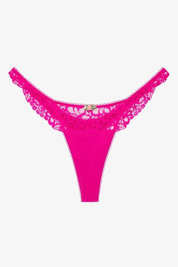 Fashion For Love & Lemons Butterfly Lace Thong Panty Pink