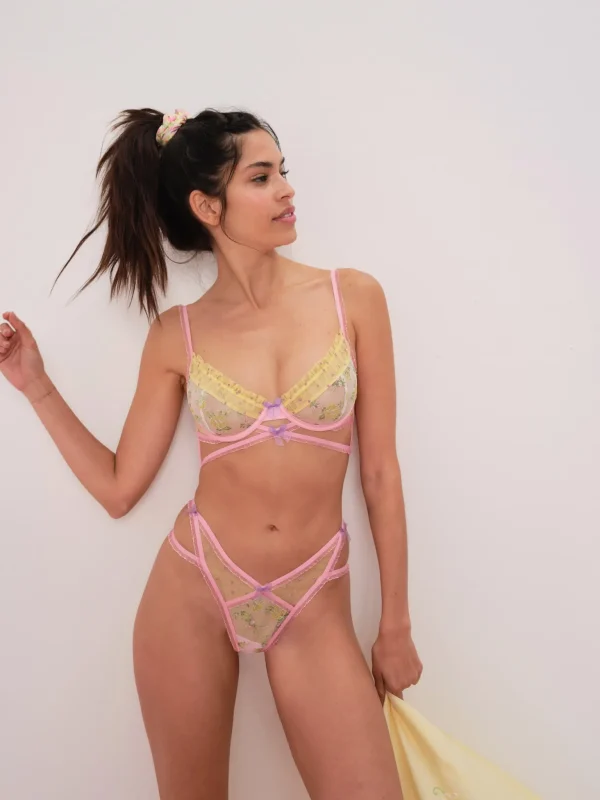 Clearance For Love & Lemons Camila Strappy Thong Panty Pink