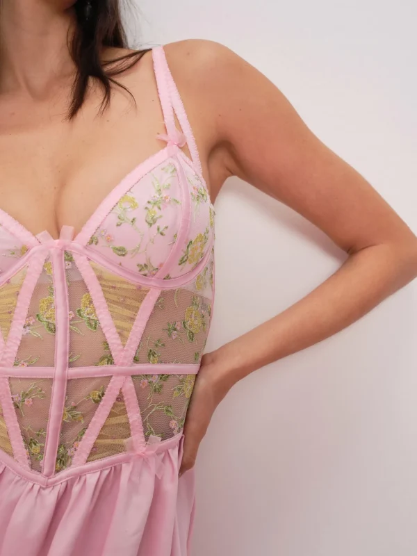 Fashion For Love & Lemons Camila Tank Slip Dress Pink