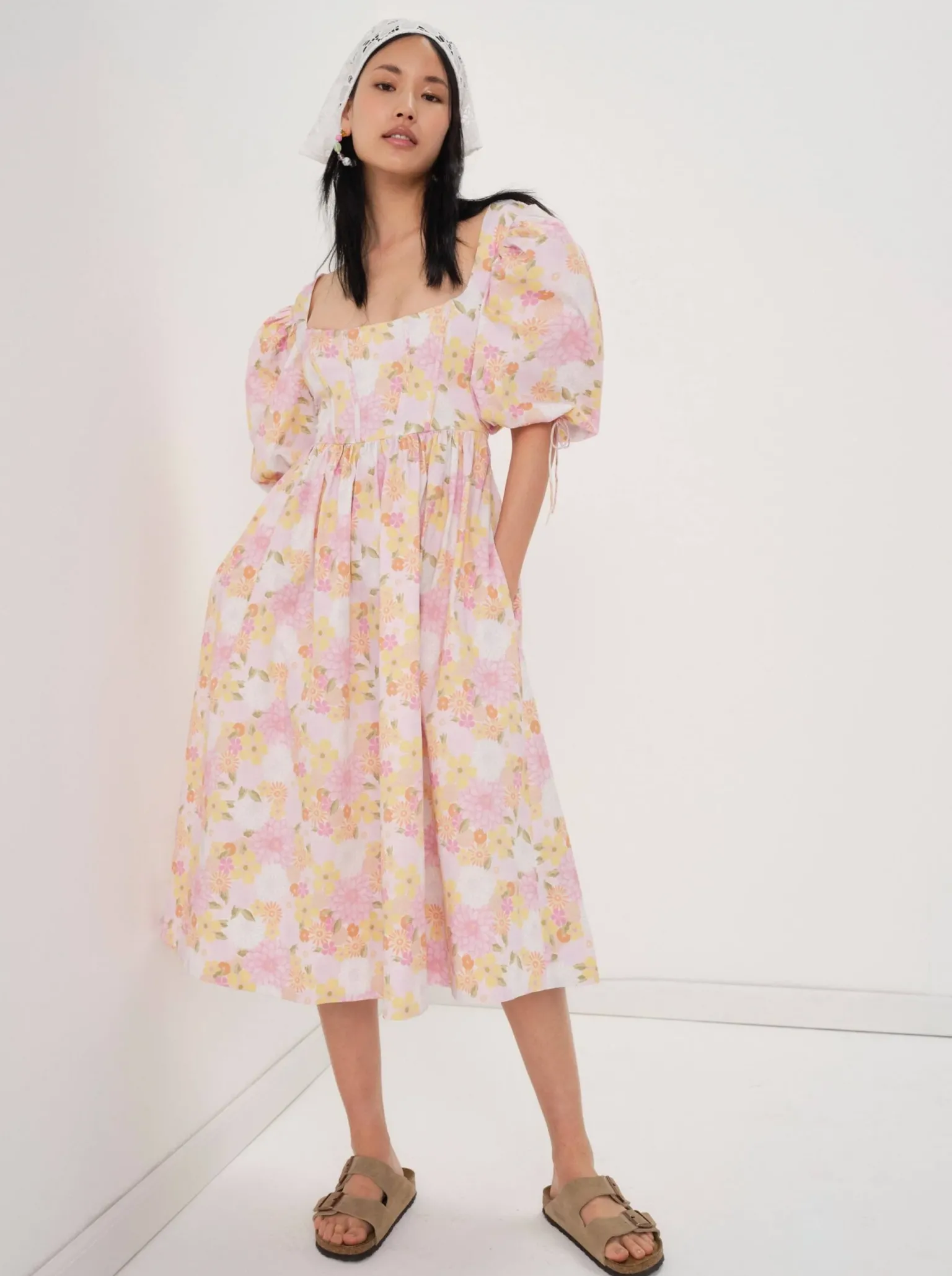 carrie_midi_dress_1.webp Clearance For Love & Lemons Carrie Midi Dress Pink