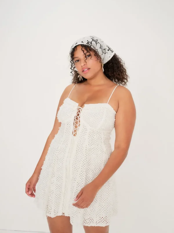 Best Sale For Love & Lemons Cassie Corset Mini Dress White