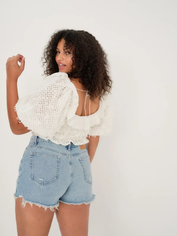 Cheap For Love & Lemons Cassie Crop Top White