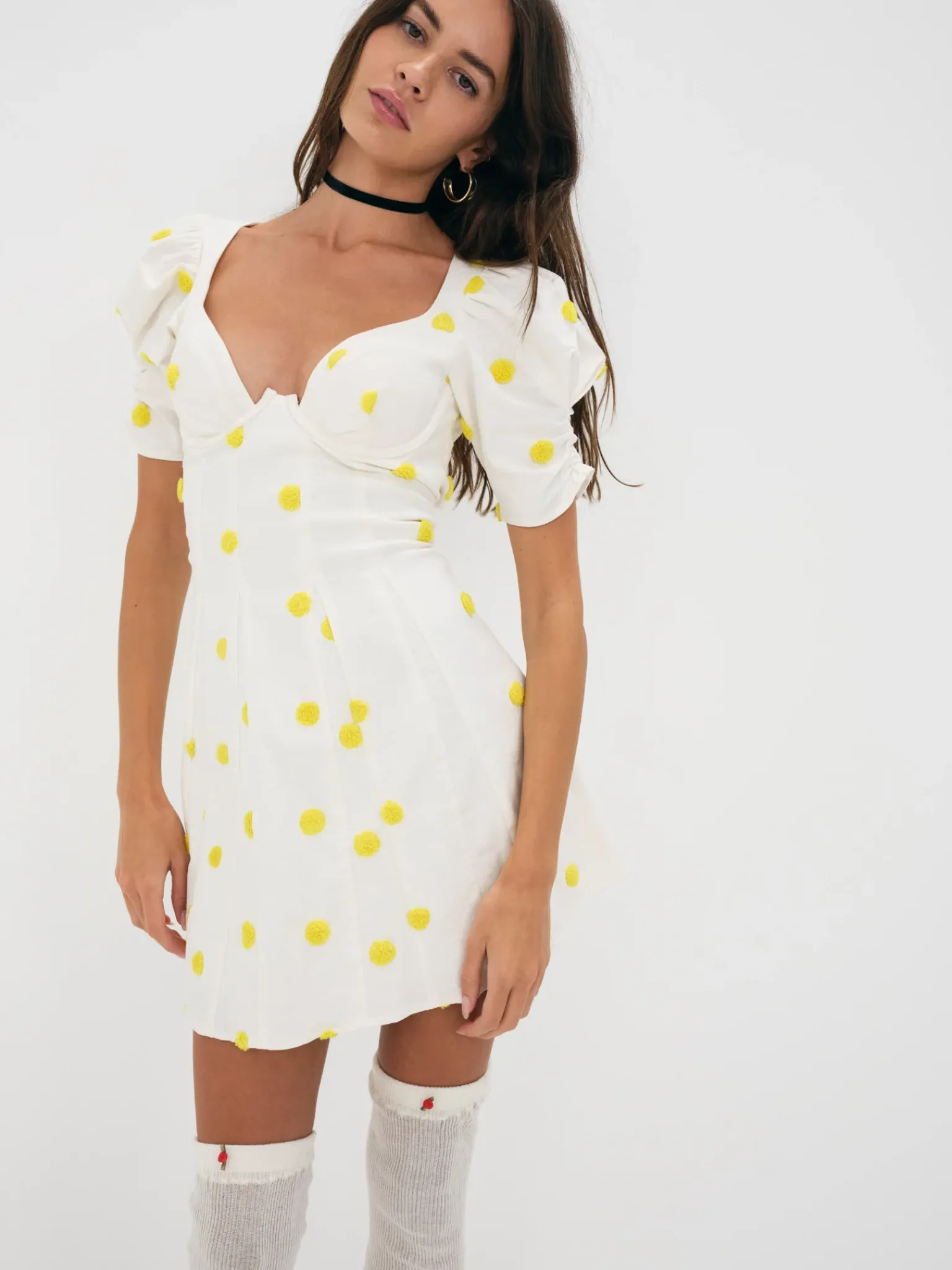claude_mini_dress_0.webp Clearance For Love & Lemons Claude Mini Dress White