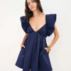 New For Love & Lemons Clementine Mini Dress Blue
