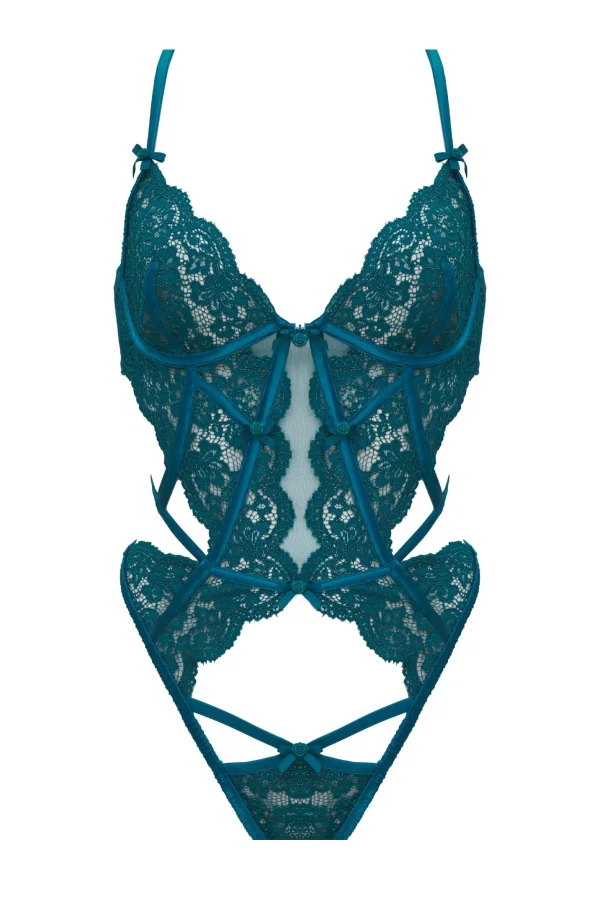 Best Sale For Love & Lemons Creamsicle Lace Bodysuit Green