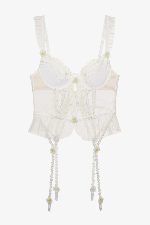 Fashion For Love & Lemons 3D Daisy Bustier White
