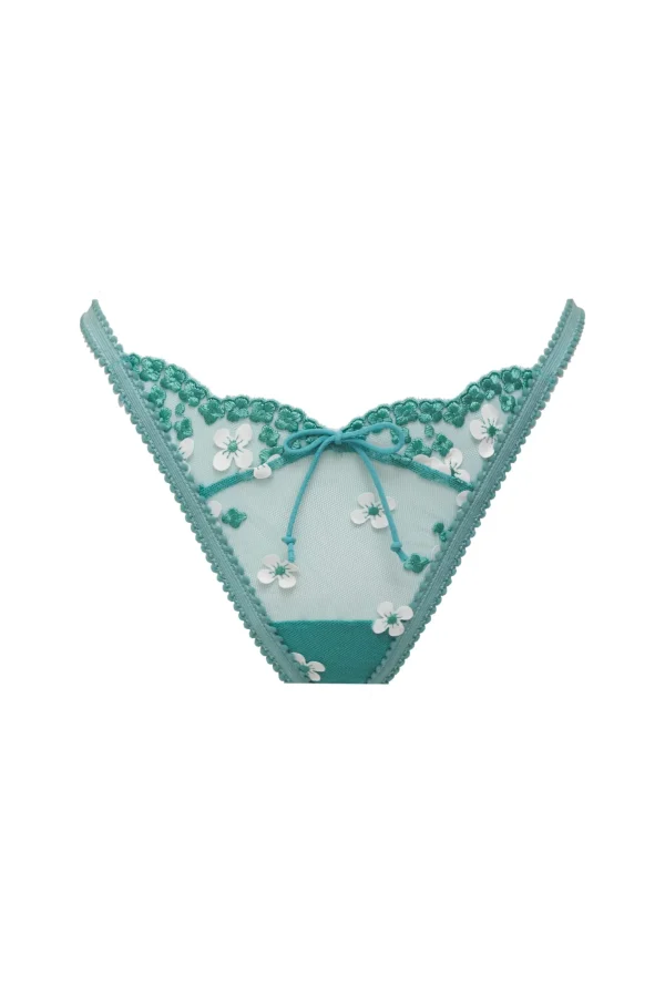 Shop For Love & Lemons Daisy Embroidered Thong Panty Green