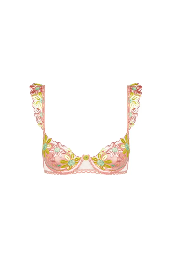 Shop For Love & Lemons Daisy Jane Embroidery Bra Pink