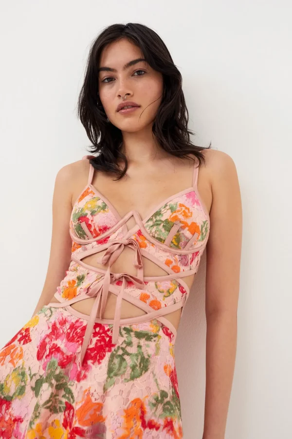 Shop For Love & Lemons Dascha Mini Dress Pink