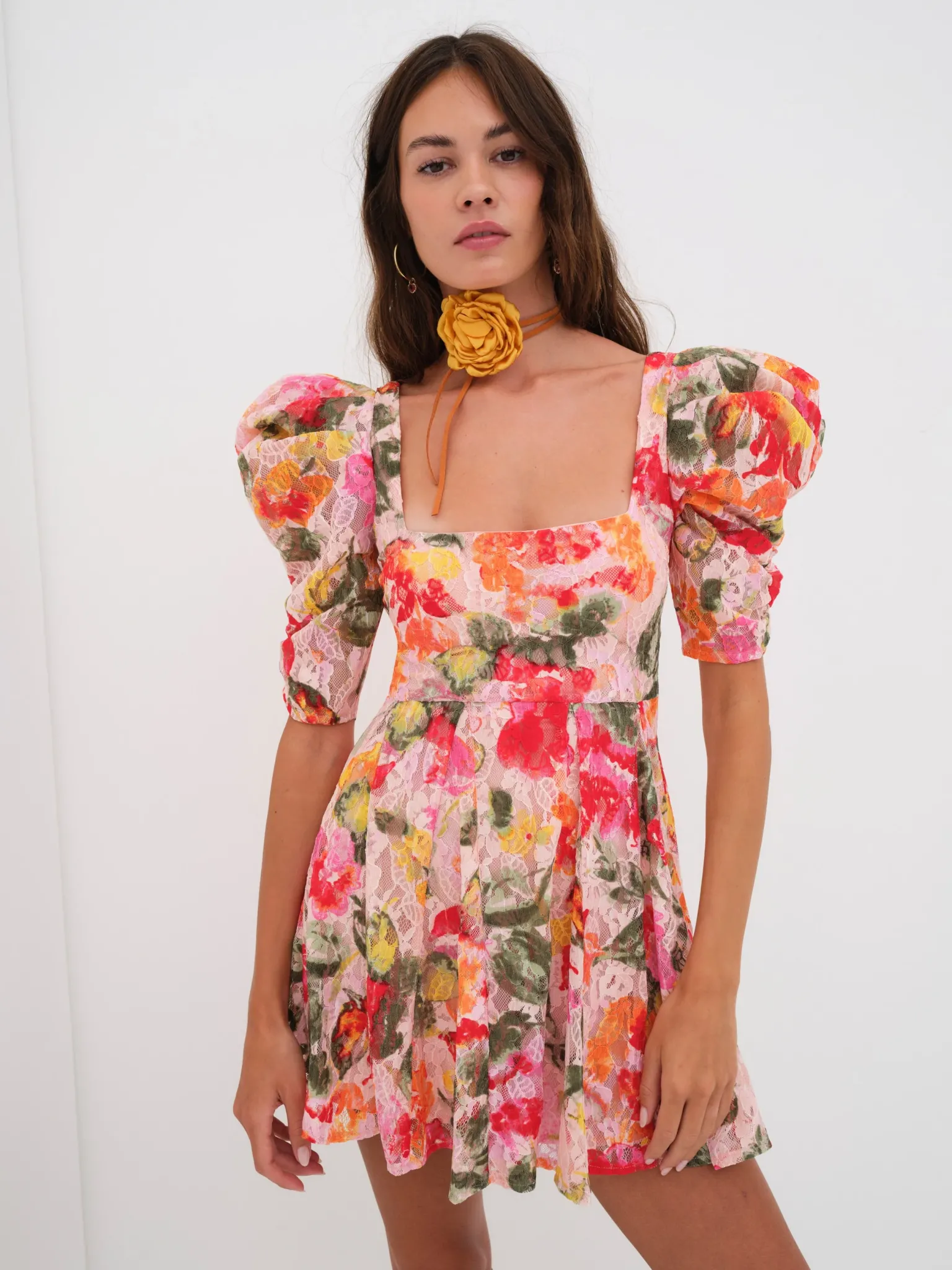 dascha_puff_sleeve_mini_d_3.webp Best For Love & Lemons Dascha Puff Sleeve Mini Dress Pink