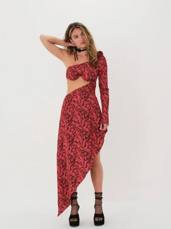 Cheap For Love & Lemons Davina Maxi Dress Red