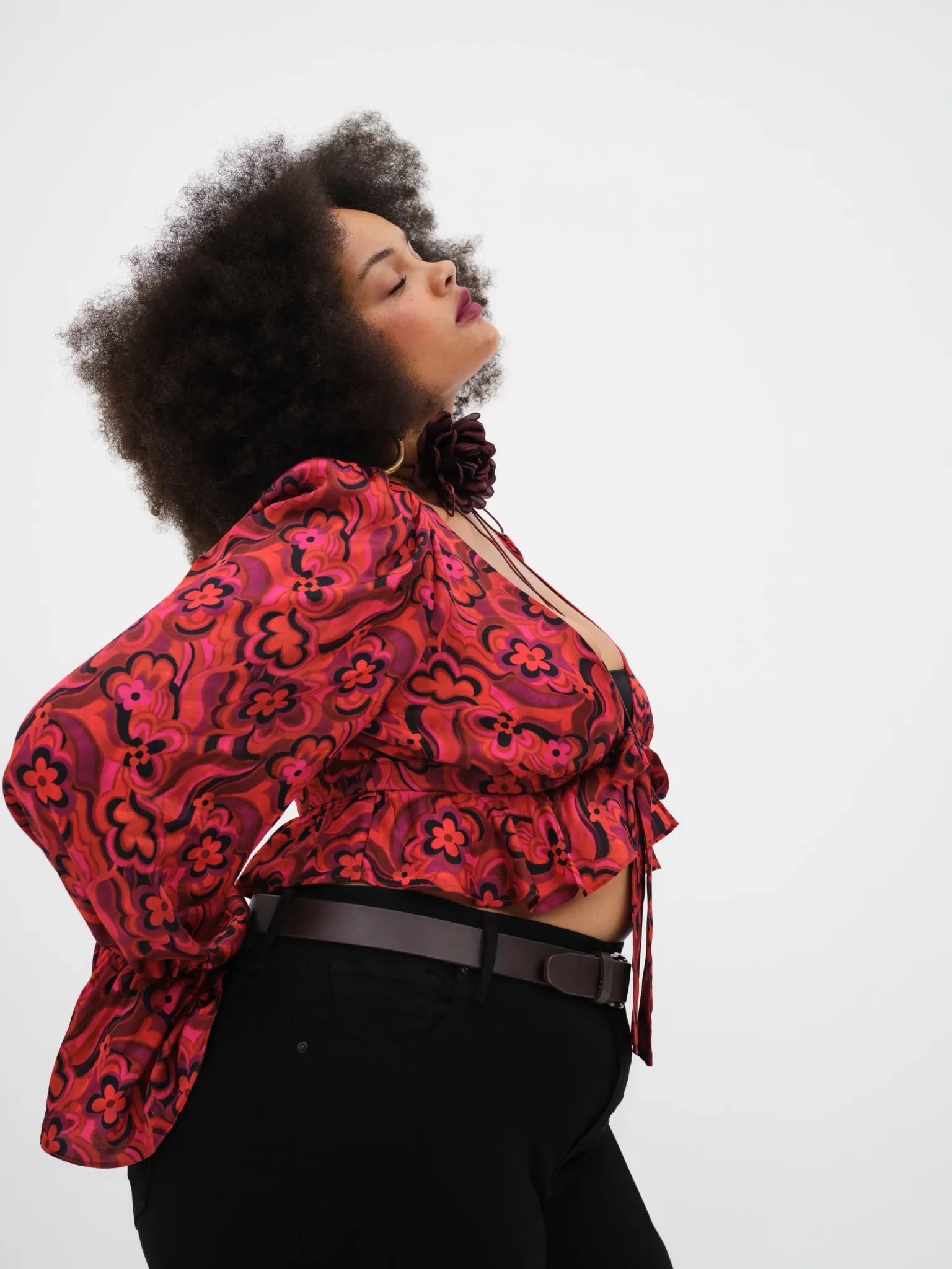 davina_tie_front_blouse_2.webp Outlet For Love & Lemons Davina Tie Front Blouse Red