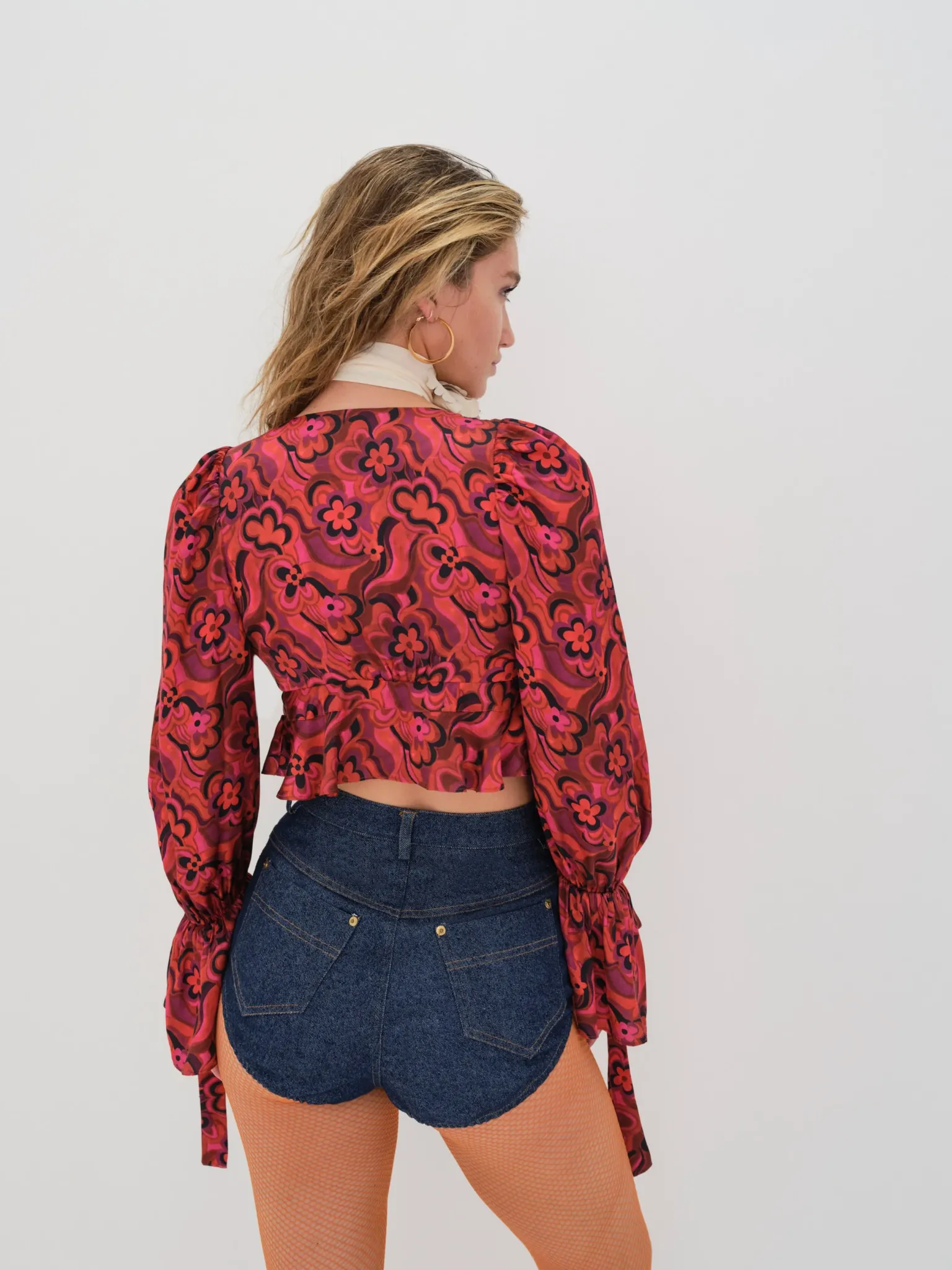 davina_tie_front_blouse_7.webp Outlet For Love & Lemons Davina Tie Front Blouse Red