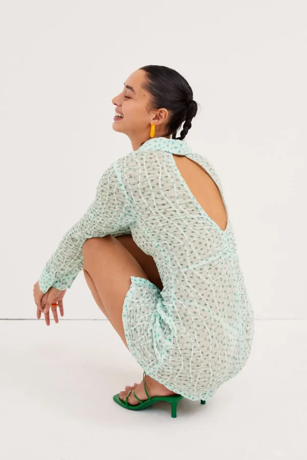 Hot For Love & Lemons Drea  Long Sleeve Mini Dress Green