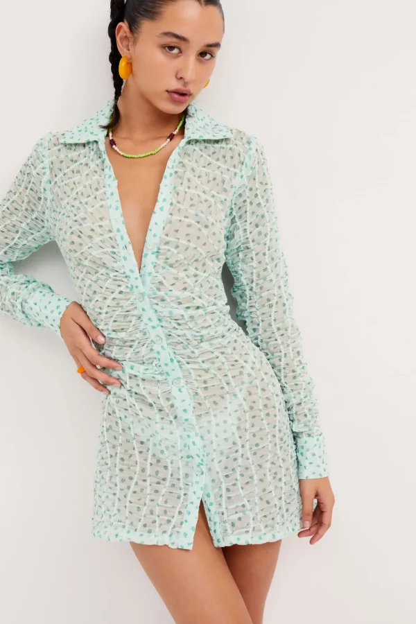 Hot For Love & Lemons Drea  Long Sleeve Mini Dress Green
