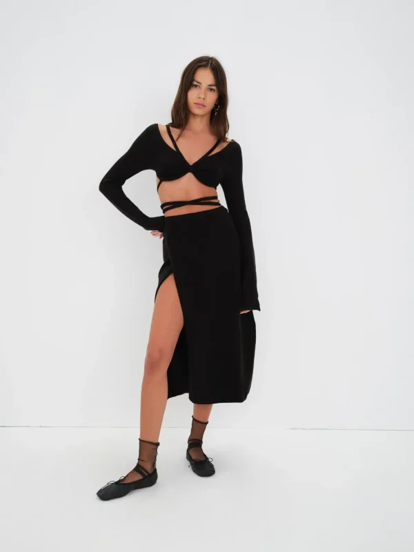 Best For Love & Lemons Edith Crop Sweater Black