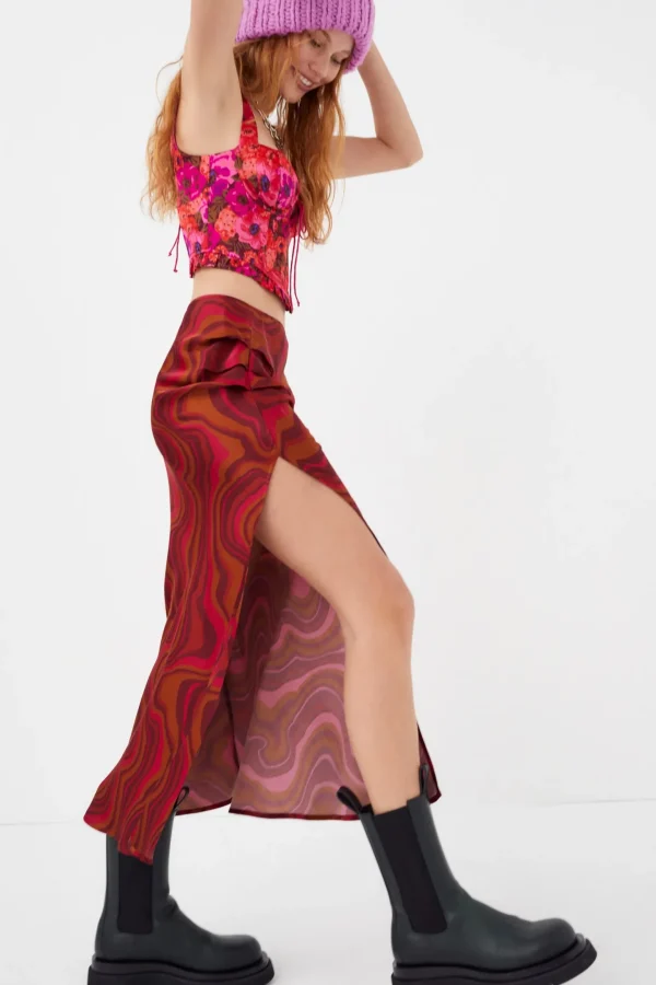 Cheap For Love & Lemons Eleanor Midi Skirt Red