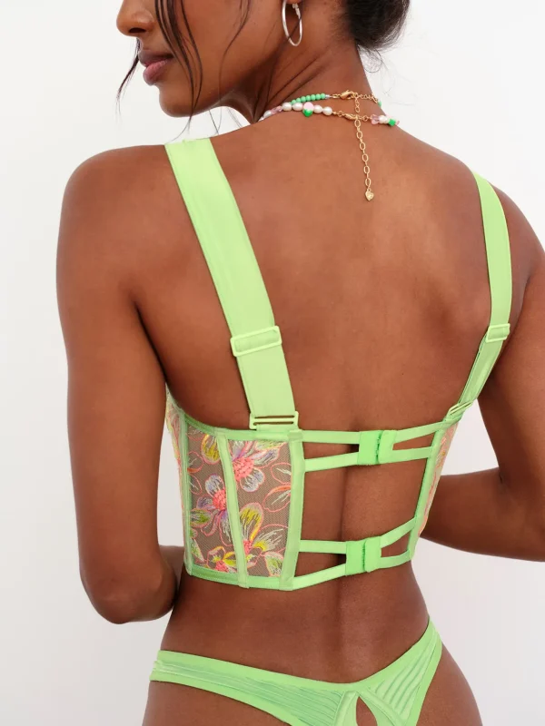 Shop For Love & Lemons Electric Fields Embroidery High-Waist Panty Green