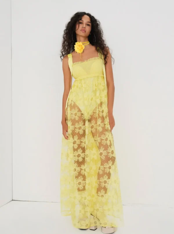 Cheap For Love & Lemons Emma Maxi Dress Yellow