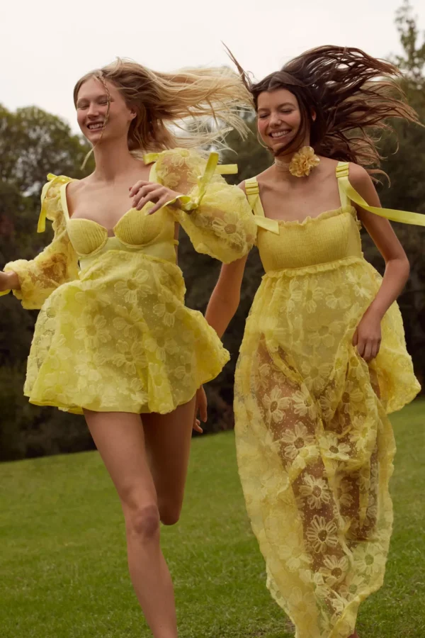 Cheap For Love & Lemons Emma Maxi Dress Yellow