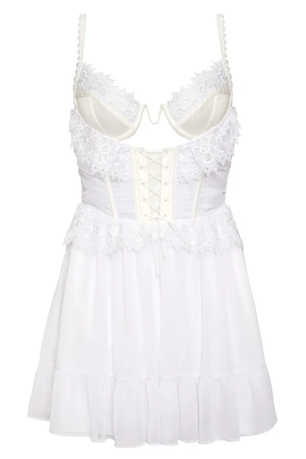 Cheap For Love & Lemons Farmhouse Floral Slip Dress White