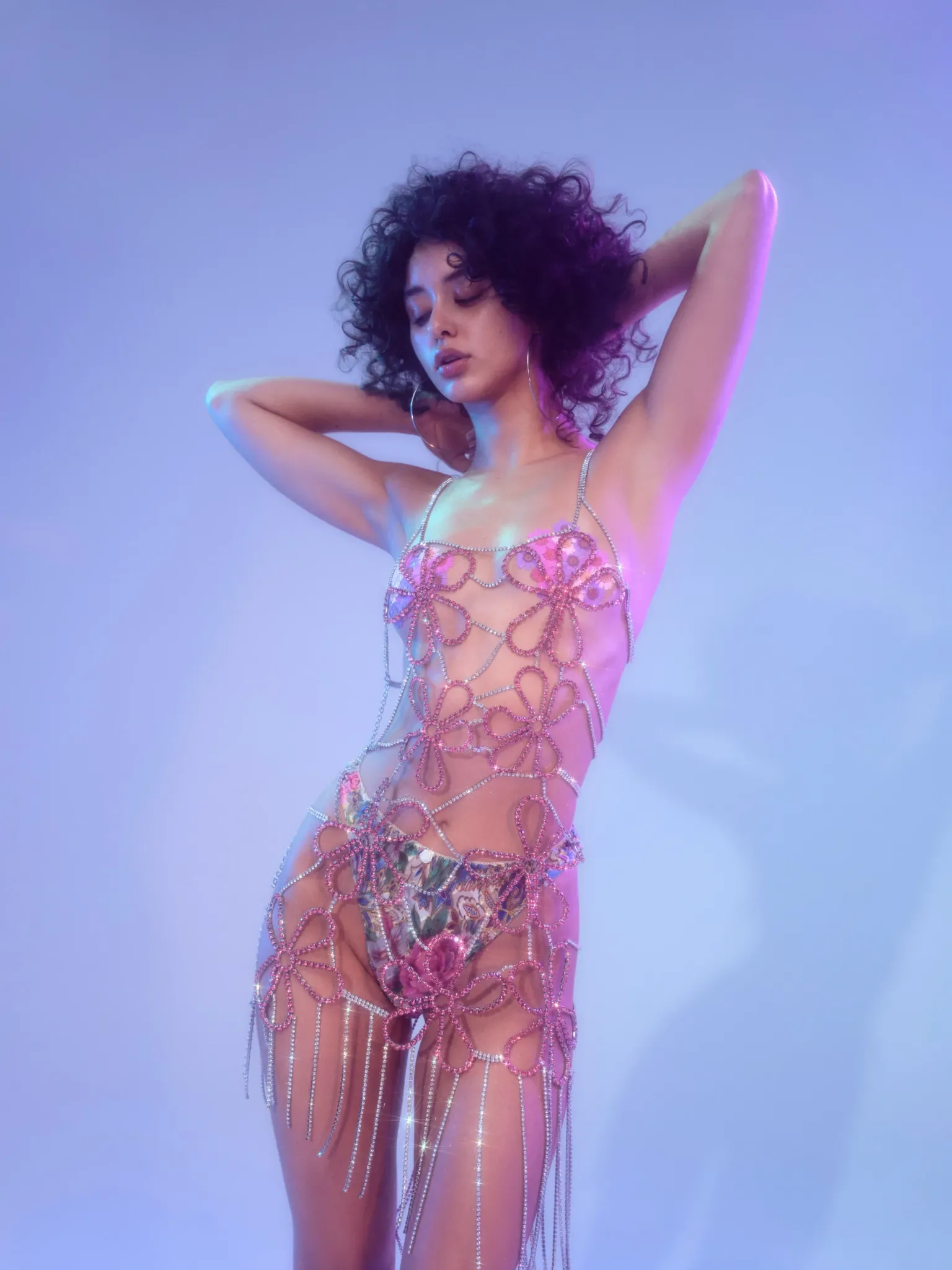 floral_rhinestone_fringe__1.webp Outlet For Love & Lemons Floral Rhinestone Fringe Dress Pink