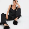 Fashion For Love & Lemons Floral Trim Pj Set Black