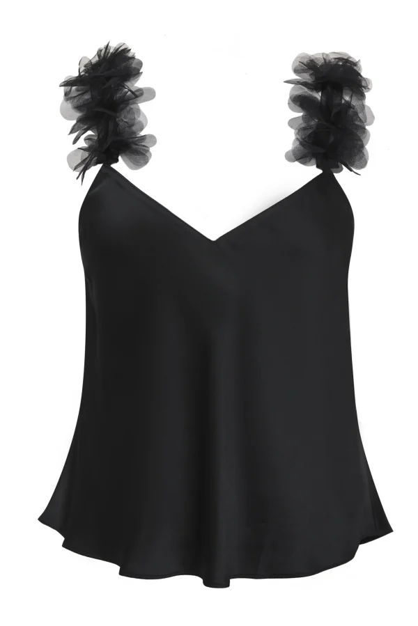 Fashion For Love & Lemons Floral Trim Pj Set Black