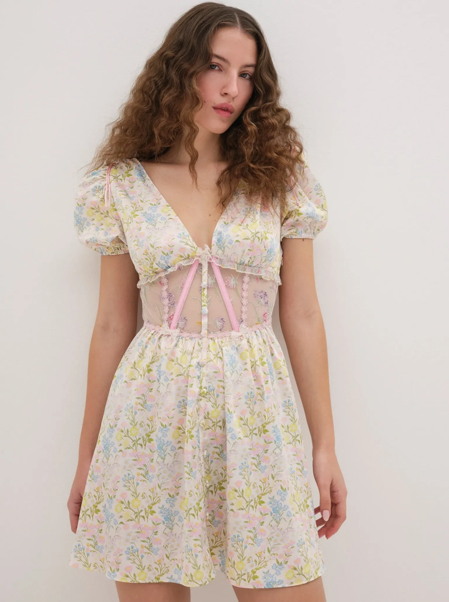 glitter_garden_cap_sleeve_2.webp Flash Sale For Love & Lemons Glitter Garden Cap Sleeve Dress Multi
