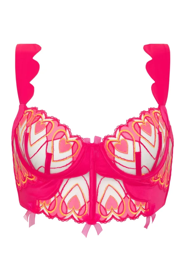 Cheap For Love & Lemons Graphic Hearts Bustier Pink