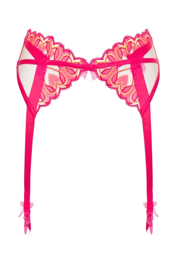 New For Love & Lemons Graphic Hearts Garter Pink