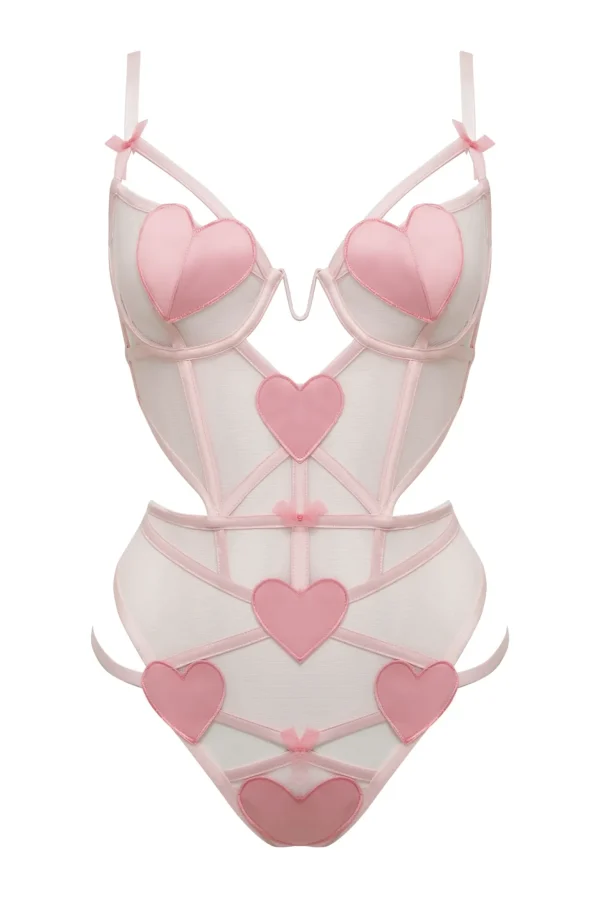 Online For Love & Lemons Heart Bodysuit Pink