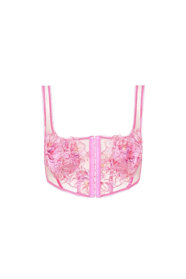 Fashion For Love & Lemons Hibiscus Embroidery Bustier Pink