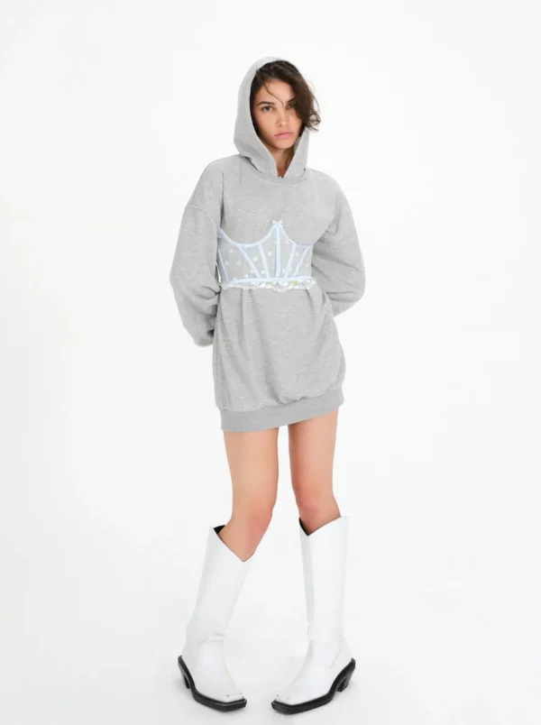 Shop For Love & Lemons Hooded Sweatshirt Grey