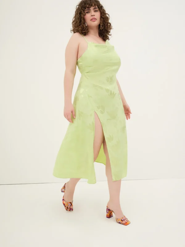 New For Love & Lemons Ilana Midi Dress Green