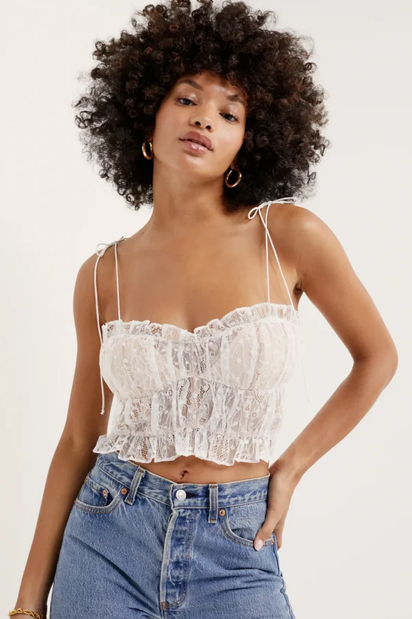 Outlet For Love & Lemons Jules Crop Top Ivory