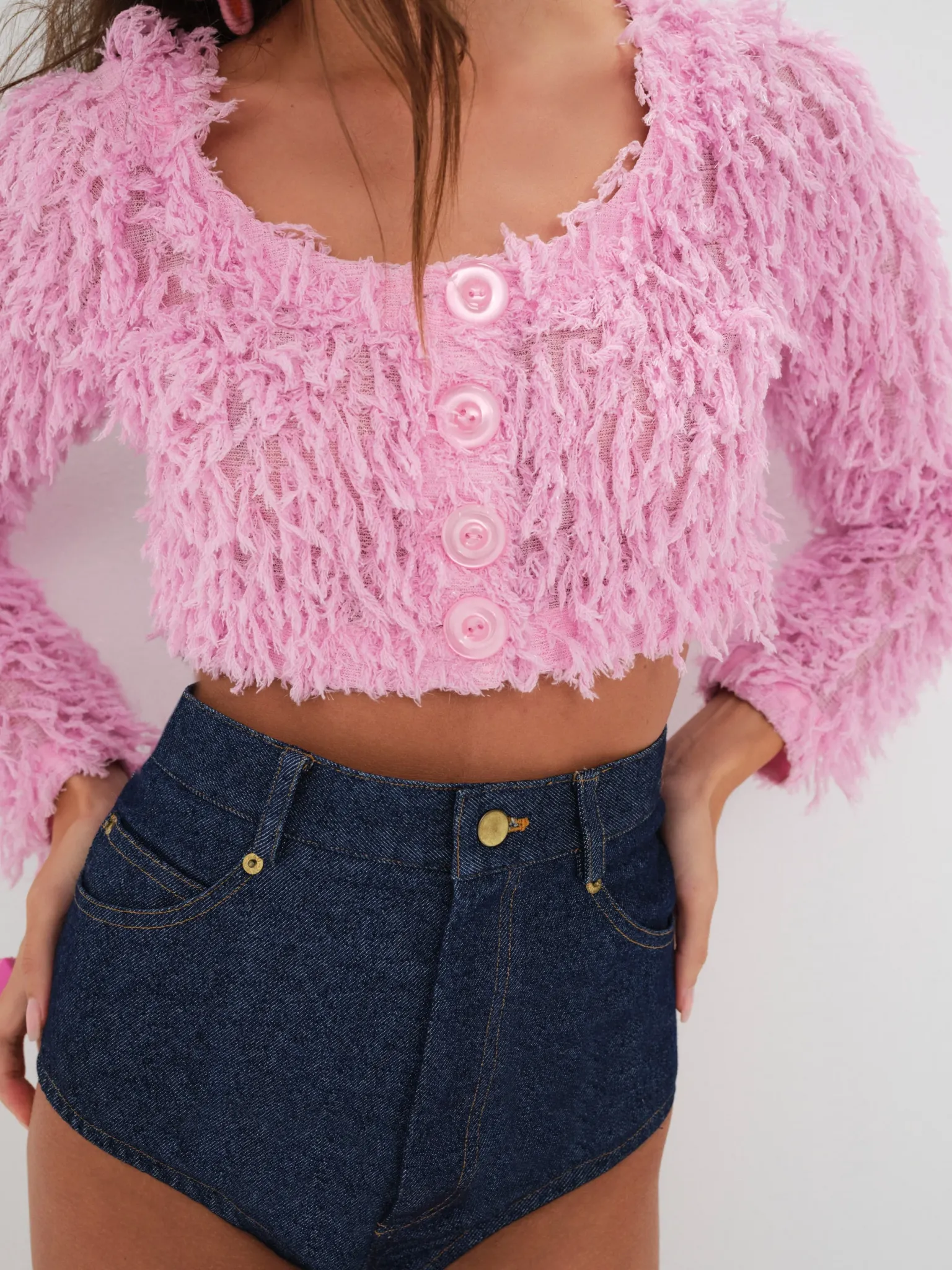 june_cropped_sweater_1.webp Clearance For Love & Lemons June Cropped Sweater Pink
